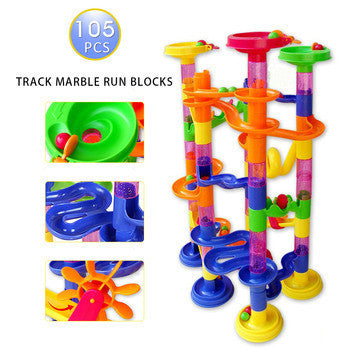 Taotown's 105pcs DIY Construction Marble Race Run Maze Balls Track plastic house Building Blocks toys for christmas 2016 Hot