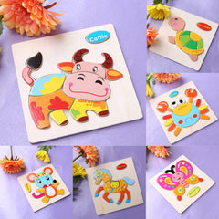 Brand New Baby Kid Cartoon Animals Dimensional Puzzles Toy 15 Different Jigsaw Puzzles Educational Toy for Children Gifts FCI#