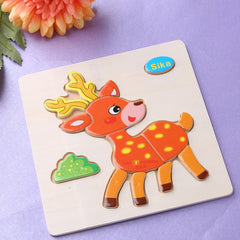 Brand New Baby Kid Cartoon Animals Dimensional Puzzles Toy 15 Different Jigsaw Puzzles Educational Toy for Children Gifts FCI#