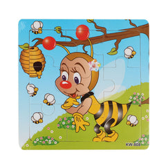 Modern Cartoon Baby Puzzle Set Toys Wooden Education Learning tools Toy For Kids Cow Frog Bee Hedgehog H35