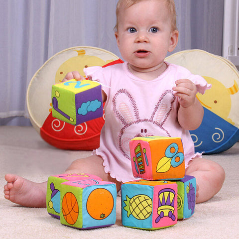 6 in 1 Set New Infant Baby Cloth Soft Rattle Building Blocks Educational Toys Baby Toy Soft Blocks Set Cube Cloth HB88