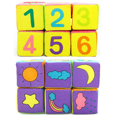 6 in 1 Set New Infant Baby Cloth Soft Rattle Building Blocks Educational Toys Baby Toy Soft Blocks Set Cube Cloth HB88