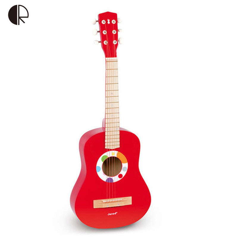 Kids Wooden Guitar High Quality Red Baby Iron Strings Wooden Guitar Toy Musical Instrument Educational Musical Toys HT150